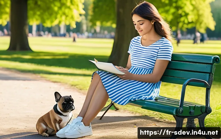 지속가능발전 전문가의 사회적 책임 - **A sunlit park scene in Paris, late afternoon.** A young woman, early 20s, wearing a stylish, knee-...