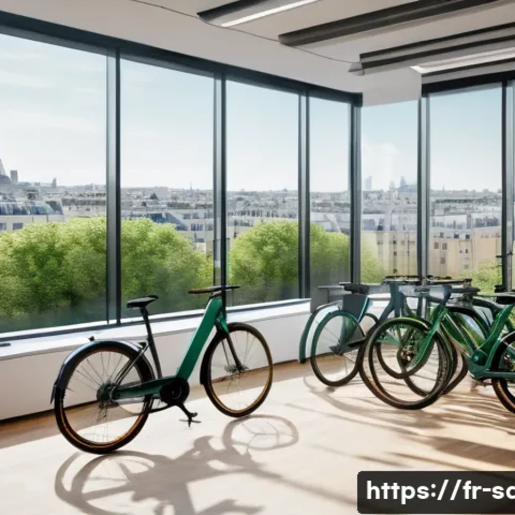 지속가능발전 실무 경험 쌓는 법 - A dynamic office scene inside a French renewable energy startup, featuring young professionals colla...