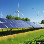 지속가능발전 전문가가 가지는 글로벌 역량 - A detailed illustration of a community-driven renewable energy project in a French rural village, sh...